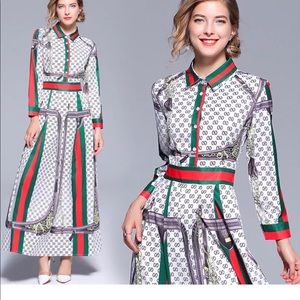 green black and white dress